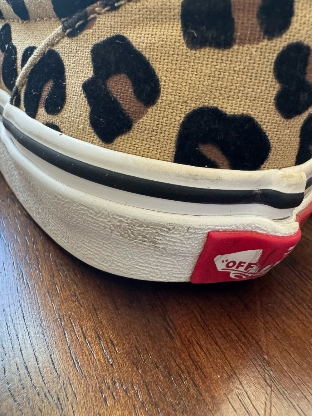 Girls Leopard Print Low Top Vans, Gently Used, Size Size 3 Girls,